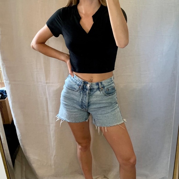 PacSun black ribbed baby tee Size XS - Picture 1 of 6
